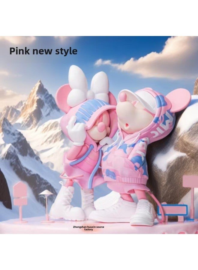 Mickey Mouse PVC Figure Trendy Cartoon Desktop Decoration Hoodie Magic Storm Wave Toy Gift For Teenagers Office Home Decor-Color:Sweat Minnie  - Image 2