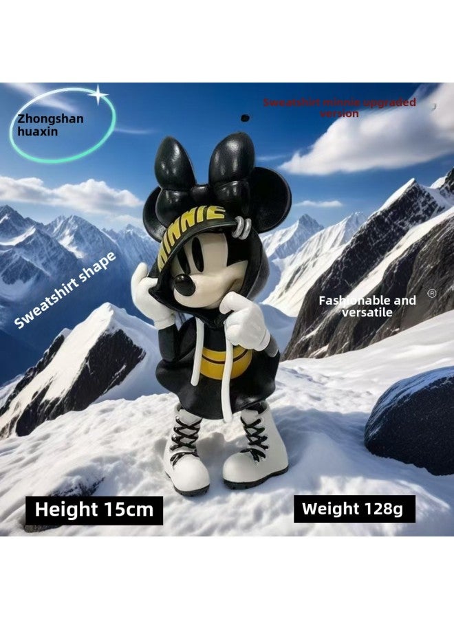 Mickey Mouse PVC Figure Trendy Cartoon Desktop Decoration Hoodie Magic Storm Wave Toy Gift For Teenagers Office Home Decor-Color:Sweat Minnie  - Image 1