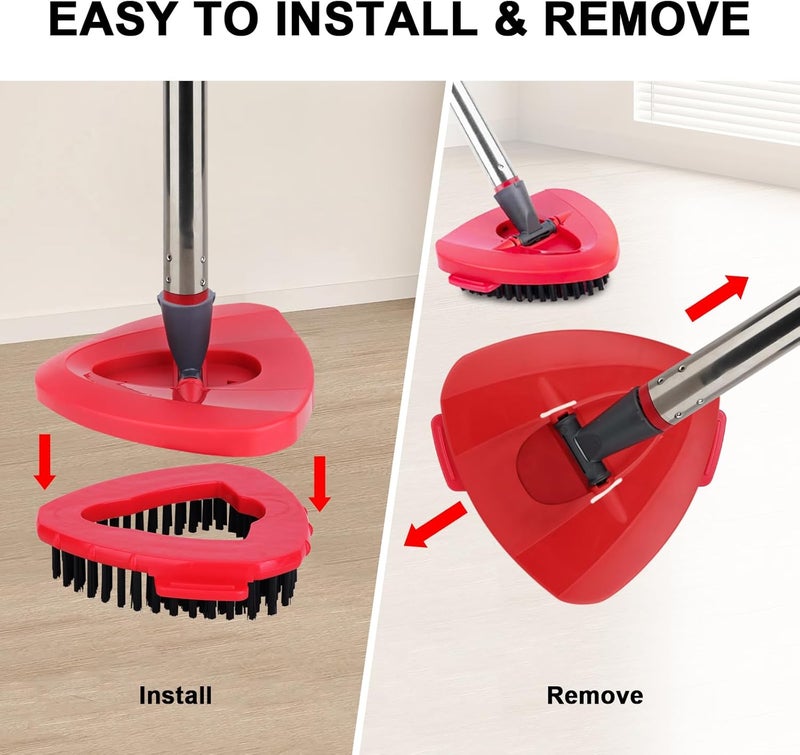 BeiLan Spin Mop Replacement Head with 1 Rotating Base and 1 Handle and 1 Brush - EasyWring Mop Refills Head Compatible with Rotating Triangle Spinmop Cleaning - Image 3