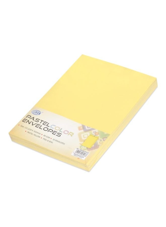 FIS Pastel Color Envelopes, 80 GSM, C5 (229 x 162mm), Peel & Seal, Yellow, Pack of 50 - Image 2