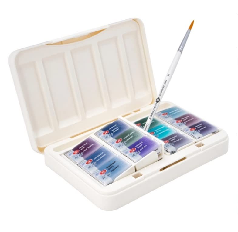 White Nights Granulating Watercolor Set 12 Full Pans of Professional Artist Grade Paints Vibrant Lightfast Colors Portable Durable Box by Nevskaya Palitra - Image 4