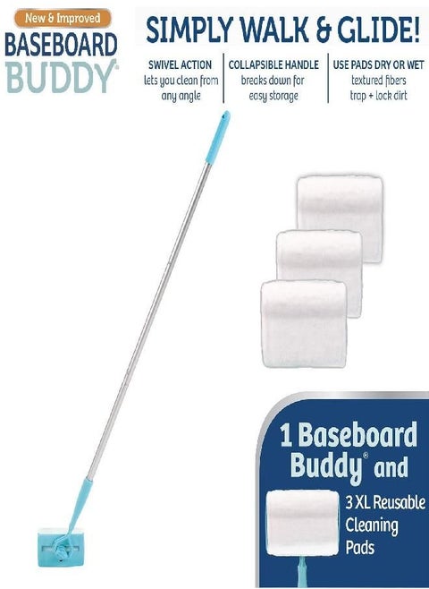 Baseboard Buddy - Baseboard & Molding Cleaning Tool! Includes 1 Baseboard Buddy and 3 Reusable Cleaning Pads, As Seen on TV