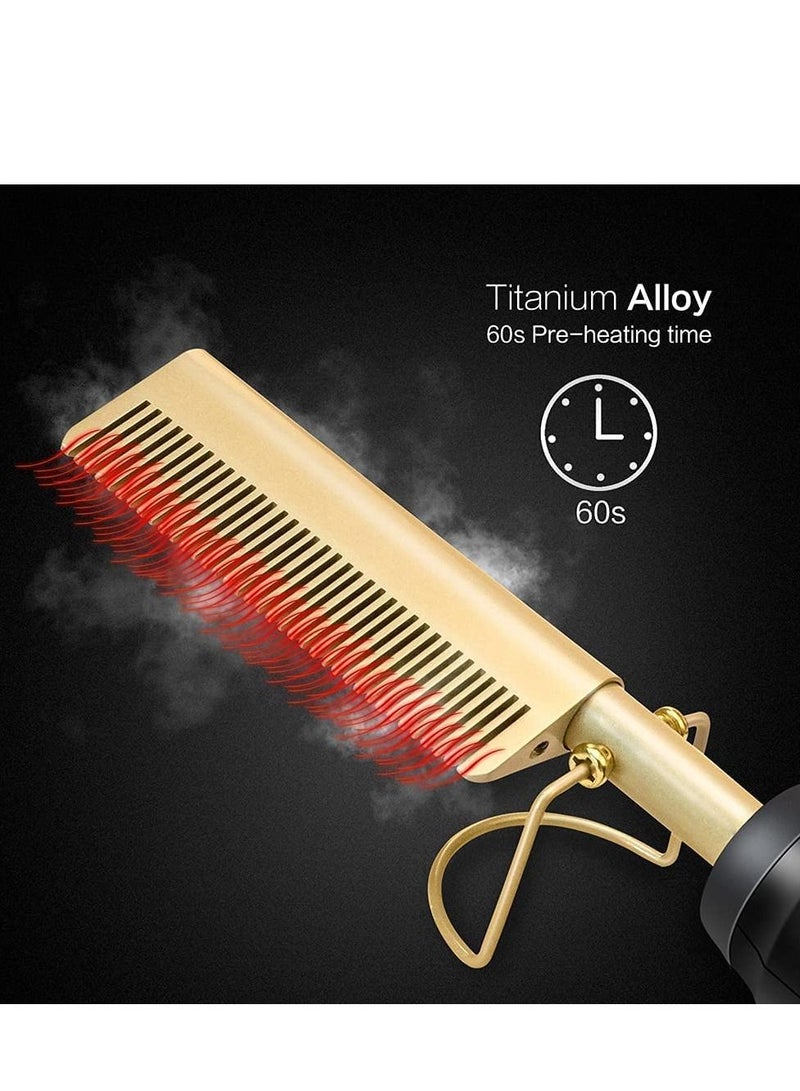 2 in 1 Hot Comb Straightener Electric Hair Straightener Hair Curler Wet Dry Use Hair Flat Irons Hot Heating Comb For Hair - Image 2
