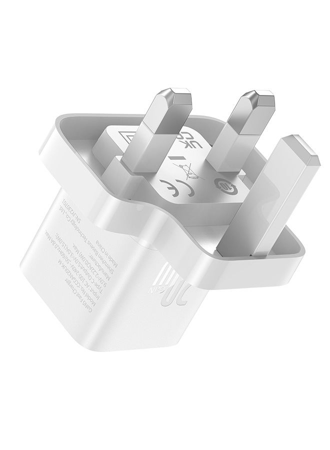 بيسوس شاحن GaN5 السريع Mini 1C 20W المملكة المتحدة باللون الأبيض القمري - Image 3