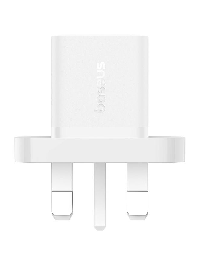 بيسوس شاحن GaN5 السريع Mini 1C 20W المملكة المتحدة باللون الأبيض القمري - Image 2