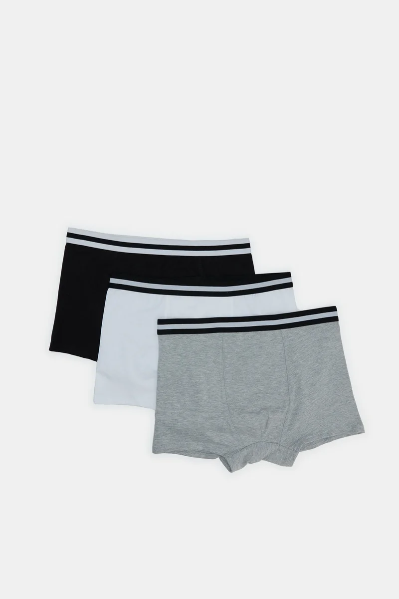 REDTAG Senior Boys Assorted Striped Boxer Brief Set (Pack of 3)
