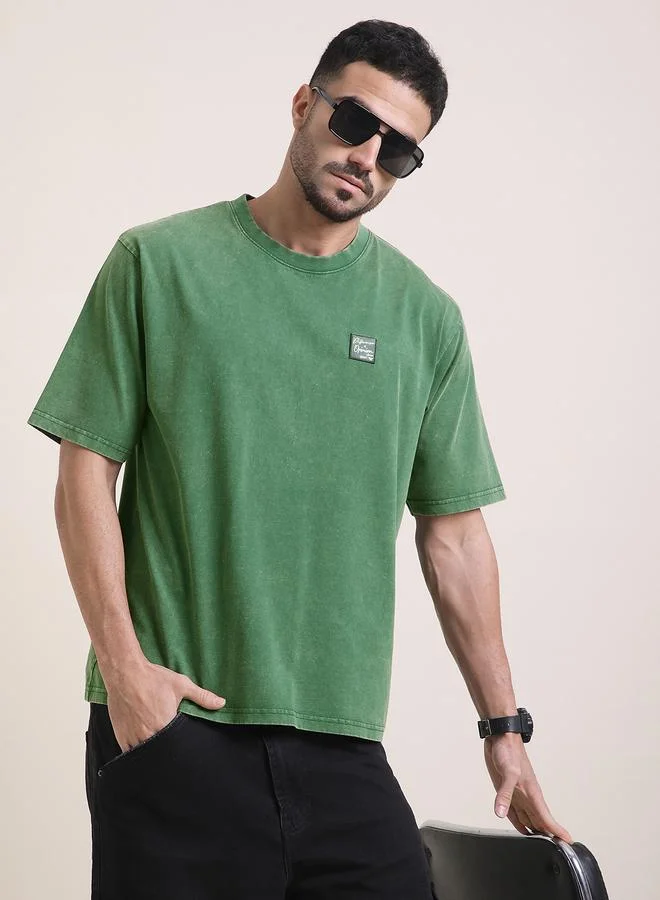 ديفيرينس أوف أوبينيون تيشيرت مطبع بقصة واسعة وغسيل حمضي للرجال