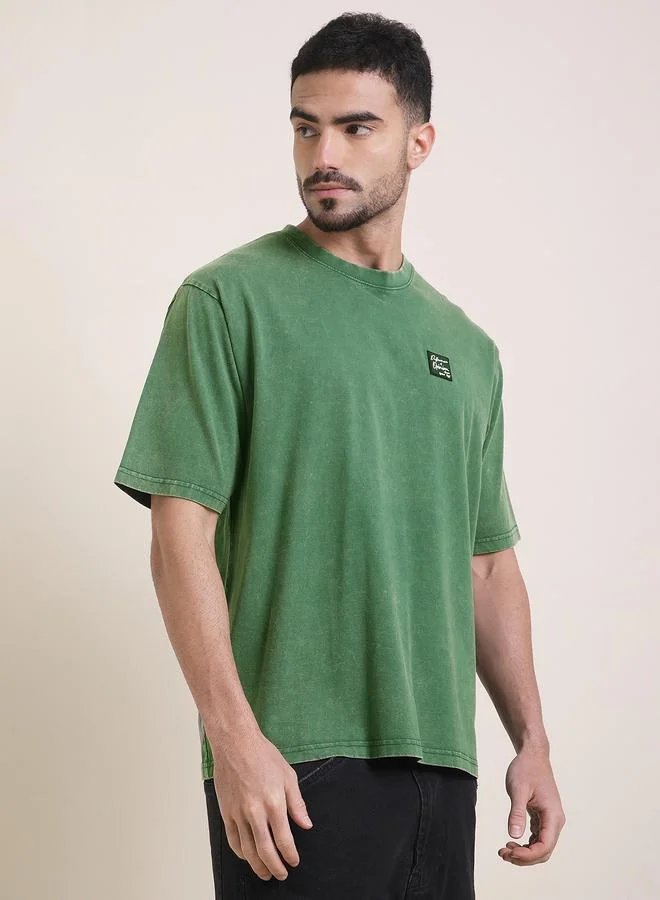 Difference of Opinion Men Oversized Acid Wash Printed T-Shirt
