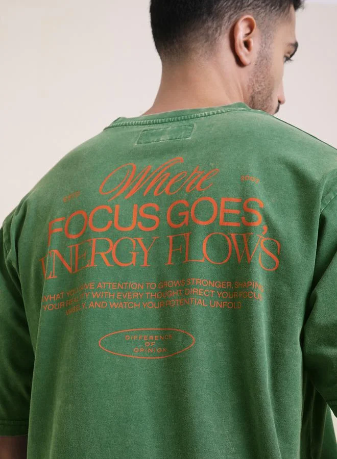 Difference of Opinion Men Oversized Acid Wash Printed T-Shirt