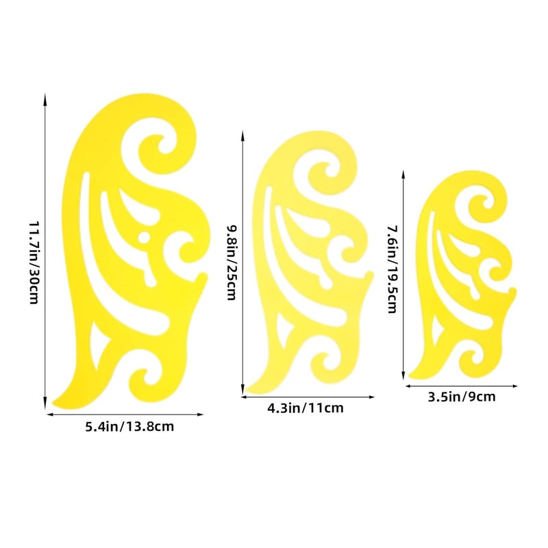3pcs Plastic Tailor Sewing Rulers French Curve Drawing Templates for Pattern Making and Fabric Stitching Precision Measurement Tools for Designers and Quilting - Image 2