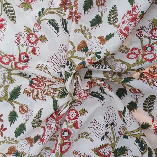 ETailor Indian Handmade Ethnic 100 Cotton Running Hand Block Print Natural Fabric for Dressmaking Sewing Crafting Upholestry Fabric by The Yards MulticolorDesign1 1 Yards - Image 1
