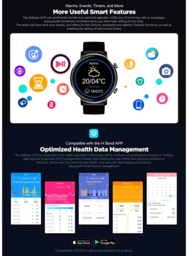 GTR Heart Rate  Blood Pressure Smartwatch with Fitness Tracking - Image 4