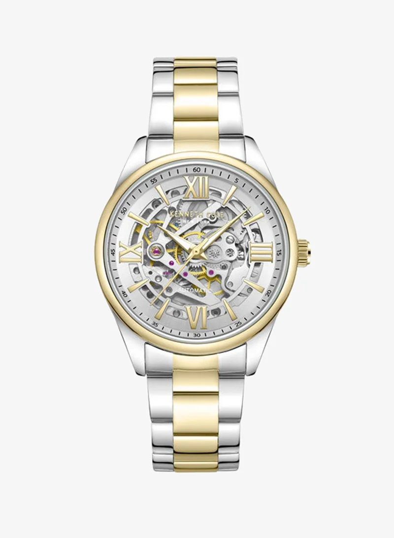 كينيث كول نيو يورك Silver Dial Stainless Steel Bracelet Multifunction Watch for Women, 36mm