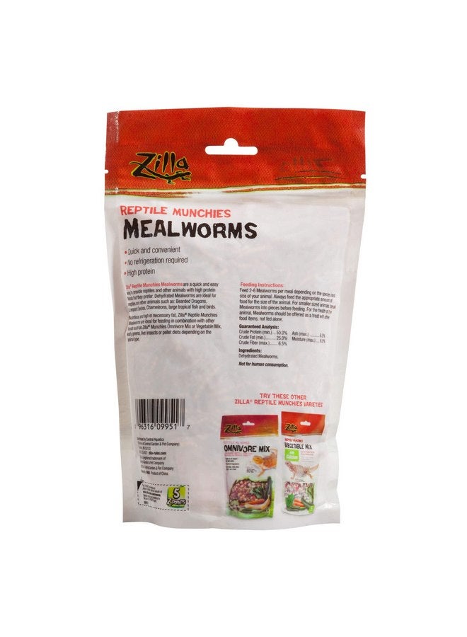 Zilla 2 Pack of Reptile Munchies Mealworms, 3.75 Ounes each, for Bearded Dragons, Leopard Geckos, Chameleons, Large Tropical Fish, and Birds - Image 2