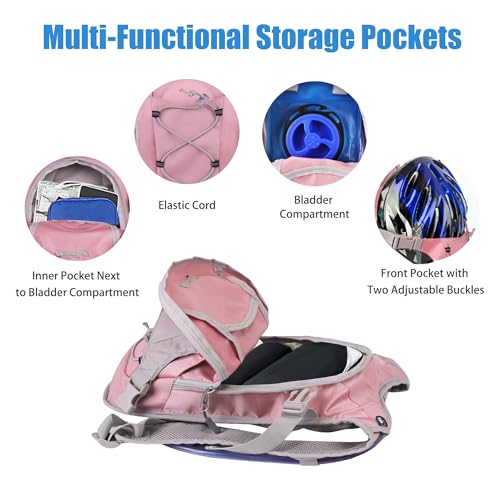 Zavothy Lightweight Hydration Backpack with 2L Water Bladder for Cycling Running Biking Hiking in Pink - Image 4