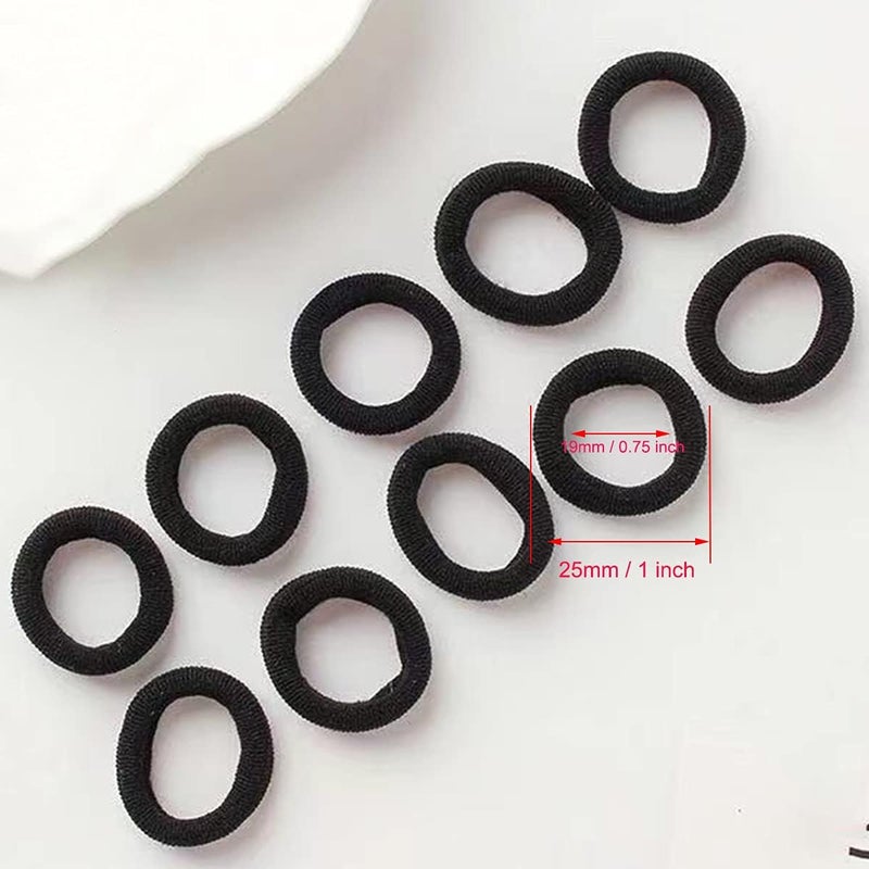 Manshui 200 Pieces Small Seamless Hair ties, Elastic Hair band, Ponytail Holders for Children and Little Girls’ Hair Accessory (Black) - Image 3