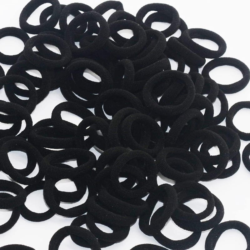 Manshui 200 Pieces Small Seamless Hair ties, Elastic Hair band, Ponytail Holders for Children and Little Girls’ Hair Accessory (Black) - Image 1