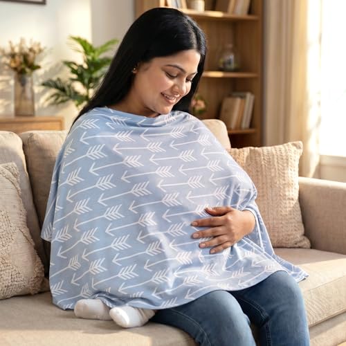 a baby cherry-Nursing Cover, Nursing Covers for Feeding Mom, Feeding Cover Breastfeeding Mother, Feeding Cover for Mom, Multi-Use, Breathable, 360 Full Privacy (Grey),1 Count - Image 1