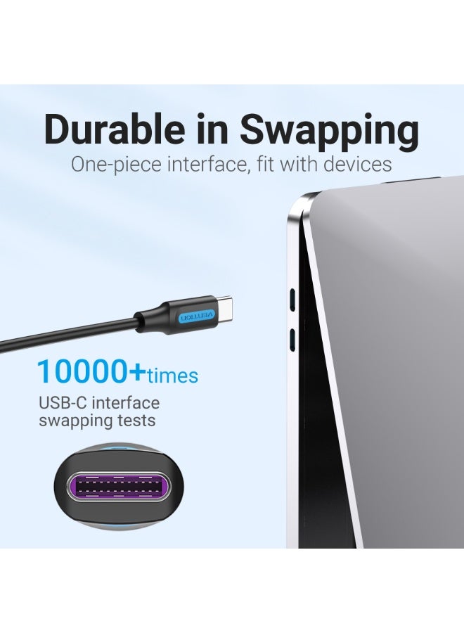 VENTION USB 2.0 C Male to C Male  5A Cable 0.5M Black PVC Type Model # COTBD - Image 2