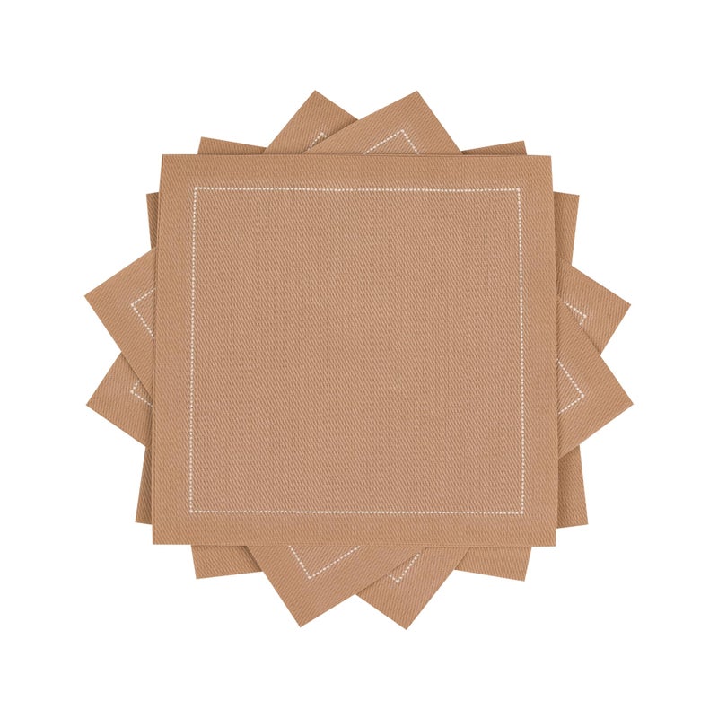 FIVE STAR NAPKINS Nude Cotton Cocktail Napkins - 100% Cotton - 50 x pack - 4.5â€ x 4.5â€ - Hotel Quality, Soft & Absorbent, Ideal for Home, Party & Special Events, Bridal Showers, Wedding, Anniversary & Birthdays. - Image 1
