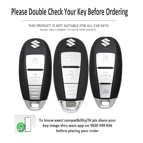 JVCV® Soft TPU Transparent Black Key Cover Compatible with Maruti Suzuki Baleno Ciaz Brezza S Cross Swift Ignis & Toyota Urban Cruiser 2/3 Button Smart Key | Slim Fit Case (with Keychain - Style A) - Image 2
