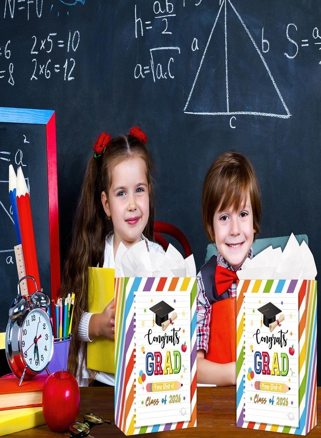 حقائب هدايا تخرج رياض الأطفال من هيينشين، مزودة بمقبض، دفعة 2026، حقائب هدايا تخرج ما قبل الروضة للأطفال من الجنسين، تهانينا يا خريج، لقد فعلتها! حقيبة ورقية مع منديل ورقي، لوازم حفلات التخرج - Image 3