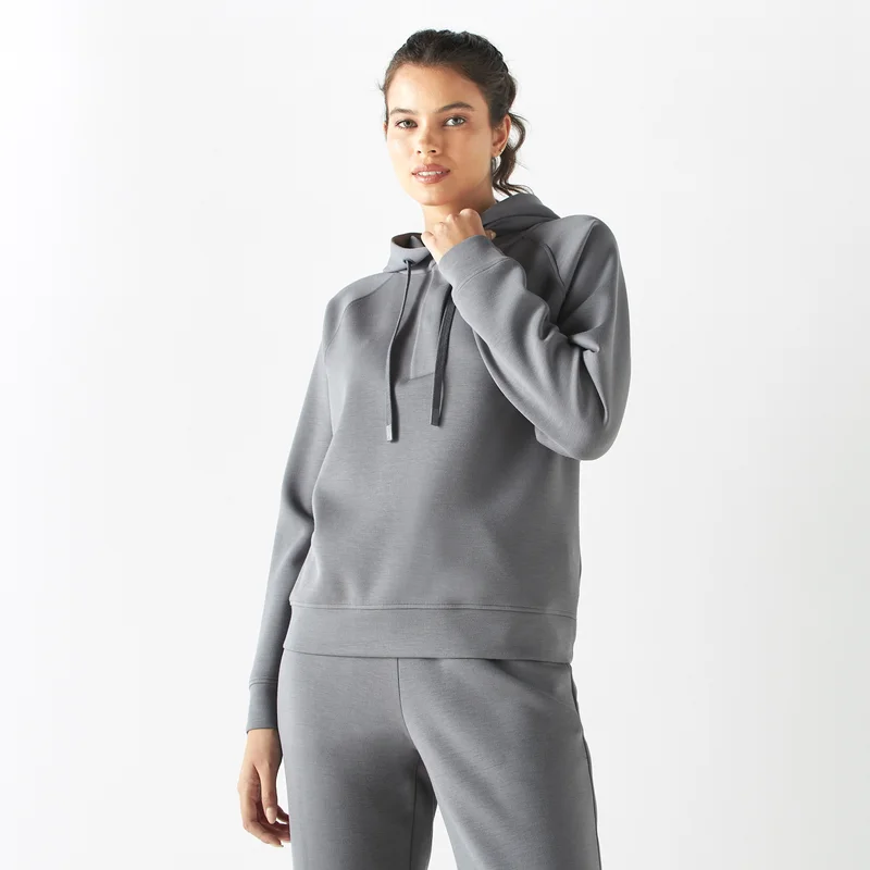 ADOT by Splash Solid Hoodie with Placket Detail and Long Sleeves