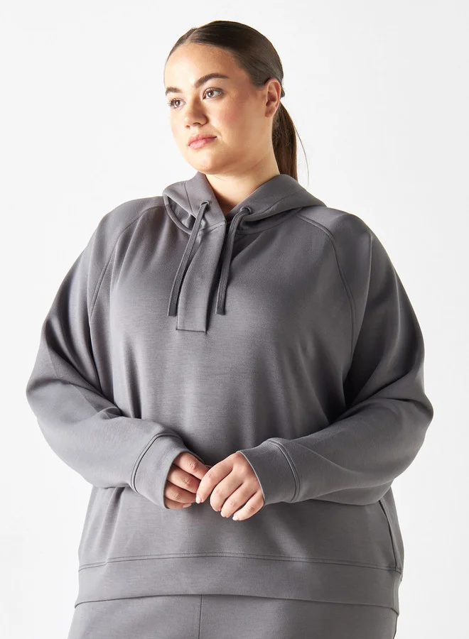 ADOT by Splash Solid Hoodie with Placket Detail and Long Sleeves