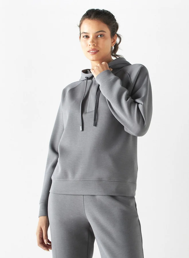 ADOT by Splash Solid Hoodie with Placket Detail and Long Sleeves
