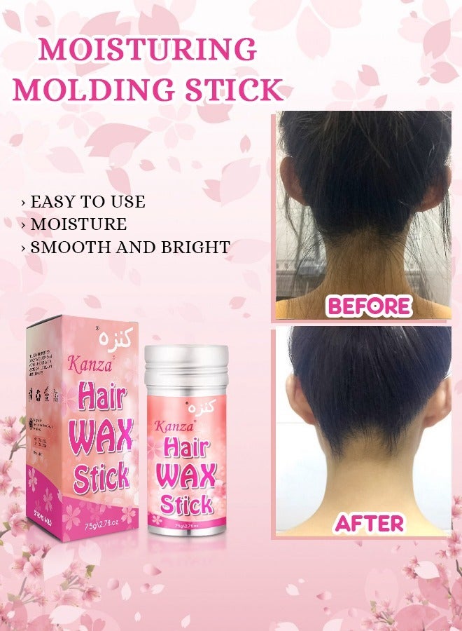 Kanza عصا شمع للشعر 75 جرام مع فرشاة للتحكم في الحواف لتحسين ملمس الشعر وتجعده، شمع تصفيف الشعر، كريم تشطيب الشعر الصغير المكسور، عصا التحكم في الحواف، عصا دهن الشعر للرجال والنساء - Image 3