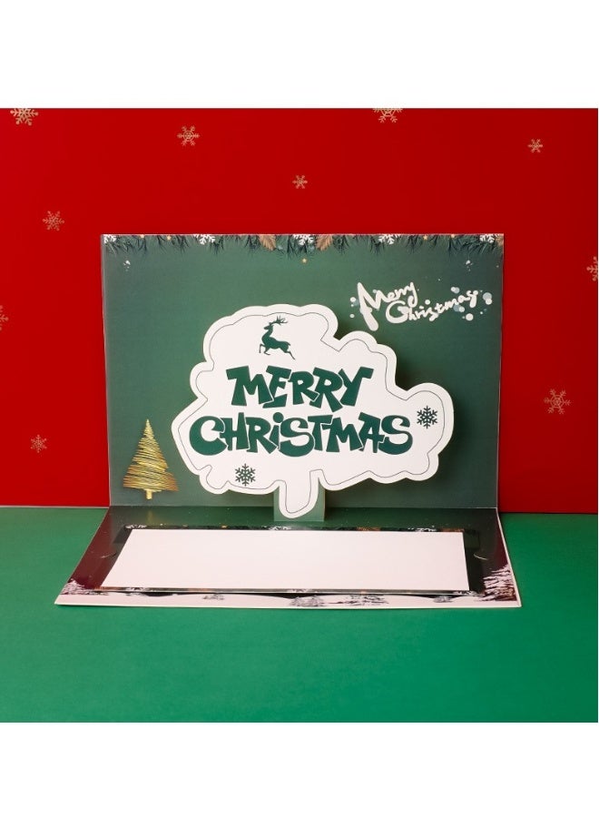 بيوينتي بطاقة عيد الميلاد بطاقة ثلاثية الأبعاد مخصصة للأطفال بطاقة إبداعية للعطلات بطاقة خضراء