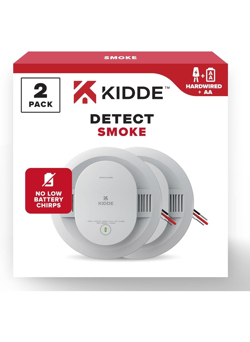 Kidde Kidde Hardwired Smoke Detector AA Battery Backup Interconnectable LED Warning Light Indicators 2 Pack  - Image 1
