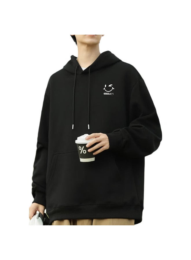 Pull Back Huangli Men'S Hooded Sweatshirt Spring And Autumn Men'S Casual Jacket Loose Long Sleeve Clothing Men'S Black L - Image 1