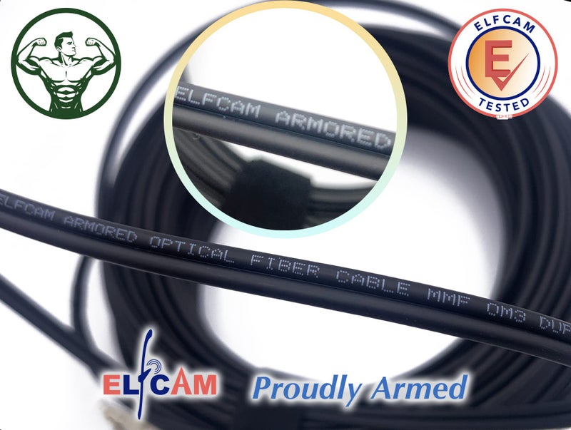 Elfcam® - 10m/32.8ft Outdoor and Indoor Shielded Armored Fiber Optic Cable LC/UPC to LC/UPC OS2 Singlemode Duplex 9/125μm LSZH, Black 10 Meters - Image 5