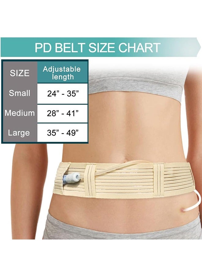 Elastic Abdominal Belt, Soft Breathable Peritoneal Dialysis Belt, Adjustable Abdominal Catheter Holder Accessory, Safety Transfer Device Tip Feeding Tube Supplies (Beige Size L) - Image 4