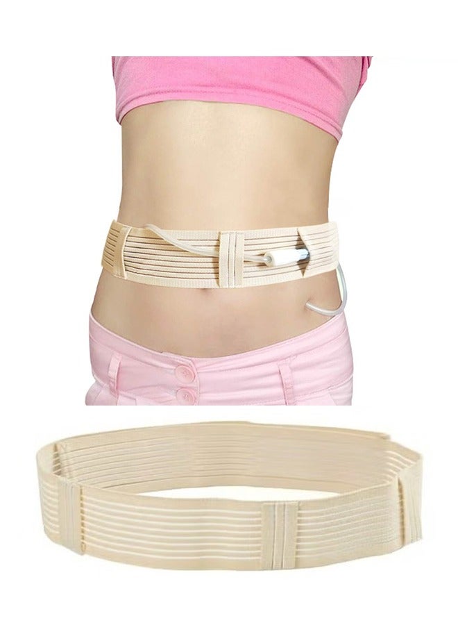 Elastic Abdominal Belt, Soft Breathable Peritoneal Dialysis Belt, Adjustable Abdominal Catheter Holder Accessory, Safety Transfer Device Tip Feeding Tube Supplies (Beige Size L) - Image 1