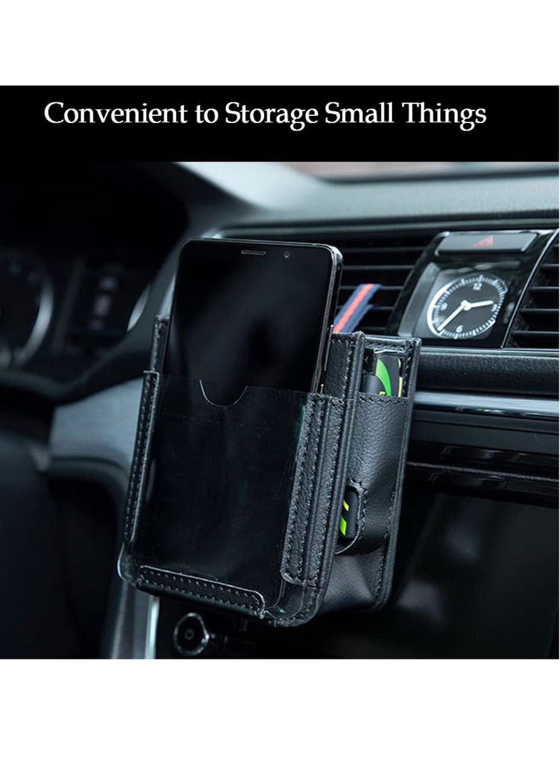 Excefore Car Auto Air Vent Leather Tidy Storage Hanging Bag, Car Air Vent Storage Bag with Charging Cable Hole, Universal Vehicle Small Bucket with Hook, Inner Car Accessories - Image 4