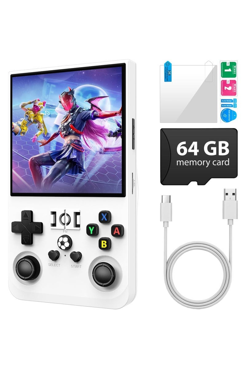 TIGER R36 Max Game Console 4 Inch Full IPS Screen Portable Retro Handheld Game Console Built-in 18000+ Games With Open Source Linux System & 64GB Memory Card Video Games Console Support 30+ Simulator Platform 4000mAh Battery Toys And Games For Kids And Adults White - Image 2