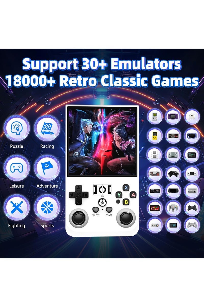 TIGER R36 Max Game Console 4 Inch Full IPS Screen Portable Retro Handheld Game Console Built-in 18000+ Games With Open Source Linux System & 64GB Memory Card Video Games Console Support 30+ Simulator Platform 4000mAh Battery Toys And Games For Kids And Adults White - Image 4