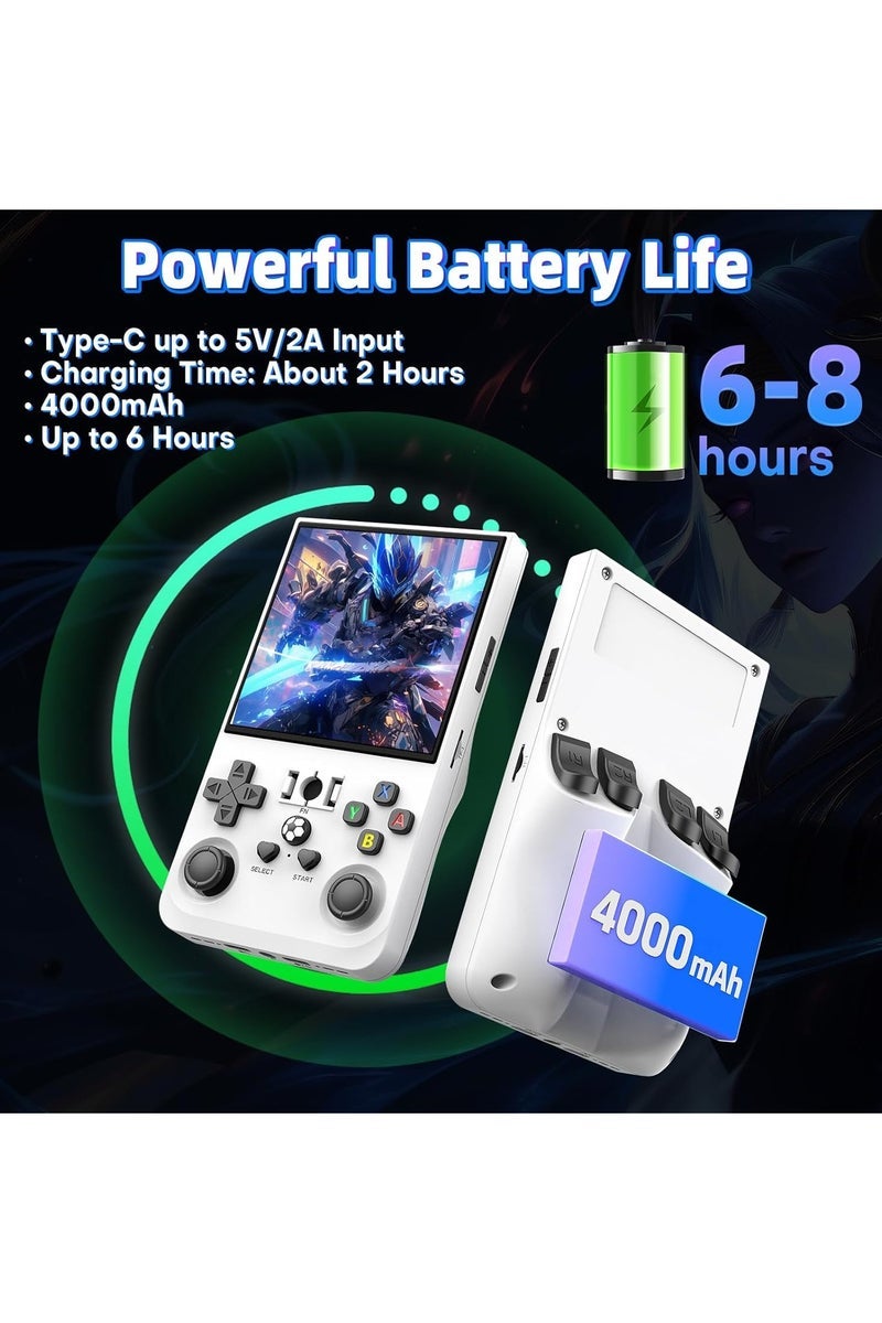 TIGER R36 Max Game Console 4 Inch Full IPS Screen Portable Retro Handheld Game Console Built-in 18000+ Games With Open Source Linux System & 64GB Memory Card Video Games Console Support 30+ Simulator Platform 4000mAh Battery Toys And Games For Kids And Adults White - Image 5