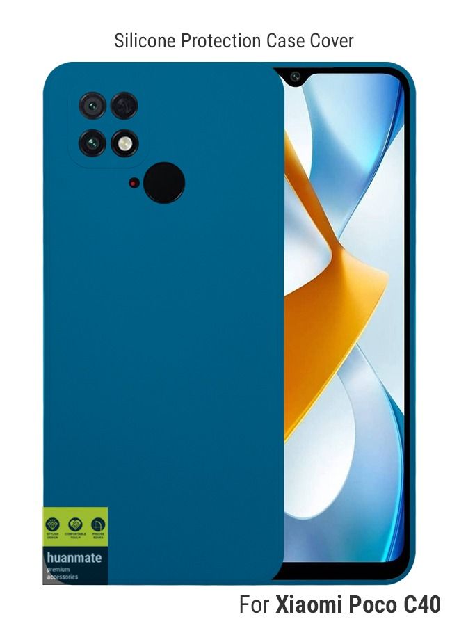 huanmate Stylish Silicone Case Cover For Xiaomi Poco C40 Blue - Image 1