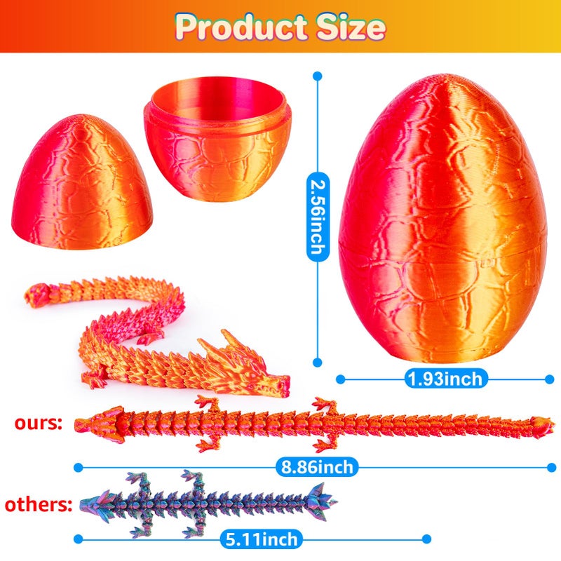 3Dgenius 12Pcs 3D Printed Dragon Eggs Mini Dragon Eggs with 8.86inch Dragon Inside 3D Printed Toys Dragon Toys for Kid & Adults, Easter Home Decor, 12Pack - Image 2