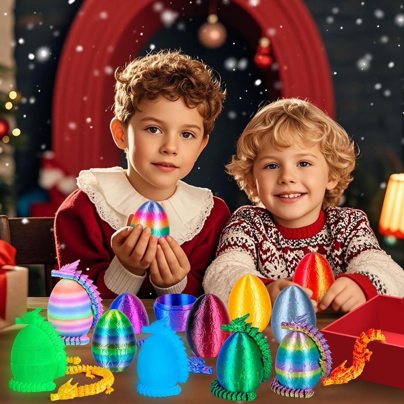 3Dgenius 12Pcs 3D Printed Dragon Eggs Mini Dragon Eggs with 8.86inch Dragon Inside 3D Printed Toys Dragon Toys for Kid & Adults, Easter Home Decor, 12Pack - Image 5