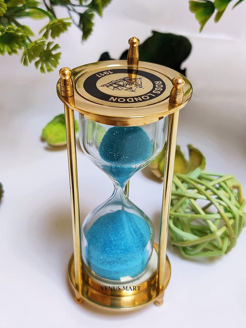 NORVILLE NORVILLE 1 Minute Brass Sand Timer Hour Glass Sandglass Colored Sandclock Ideal for Exercise Tea Making Hourglass Decorative Gift Items Size Small