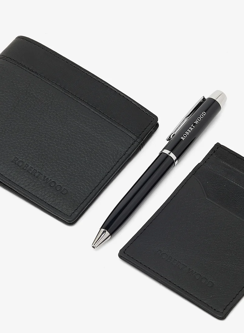 Robert Wood  Genuine leather wallet, card holder & pen gift set for Men | Best Price UAE