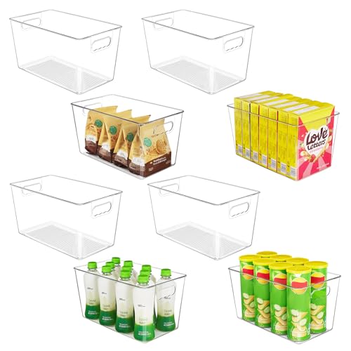 YIHONG Clear Plastic Storage Bins 8 Pack Pantry Organizer Bins with Handle for Kitchen FreezerCabinetCloset Organization and StorageXL