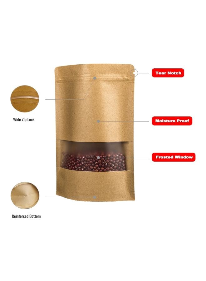 NIBEMINENT 50-Piece Zipper Self Sealing Kraft Paper Bag - Image 4