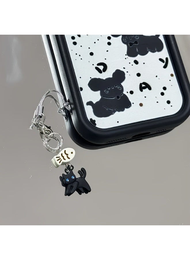 NIBEMINENT Phone Charm/ Chain Strap for Women Girls, Black And White Cats Are Cute Cell Phone Case Lanyard Wrist Strap