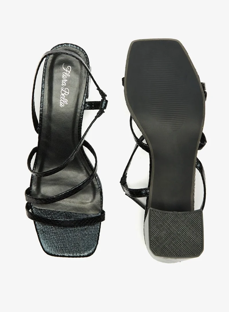 Flora Bella Square Toe Slingback Strap Sandals with Block Heels