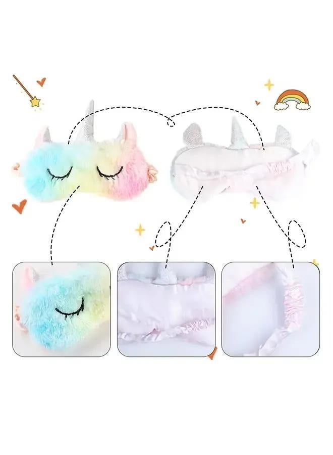 Cute & Fluffy Unicorn Sleeping Mask, Perfect Blindfold Cover for Airplane, Travel, Nap etc - Sleep Aid for Children Men & Women, Unicorn Eye Mask Cartoon Sleeping Mask Stuffed Toy  - Image 3